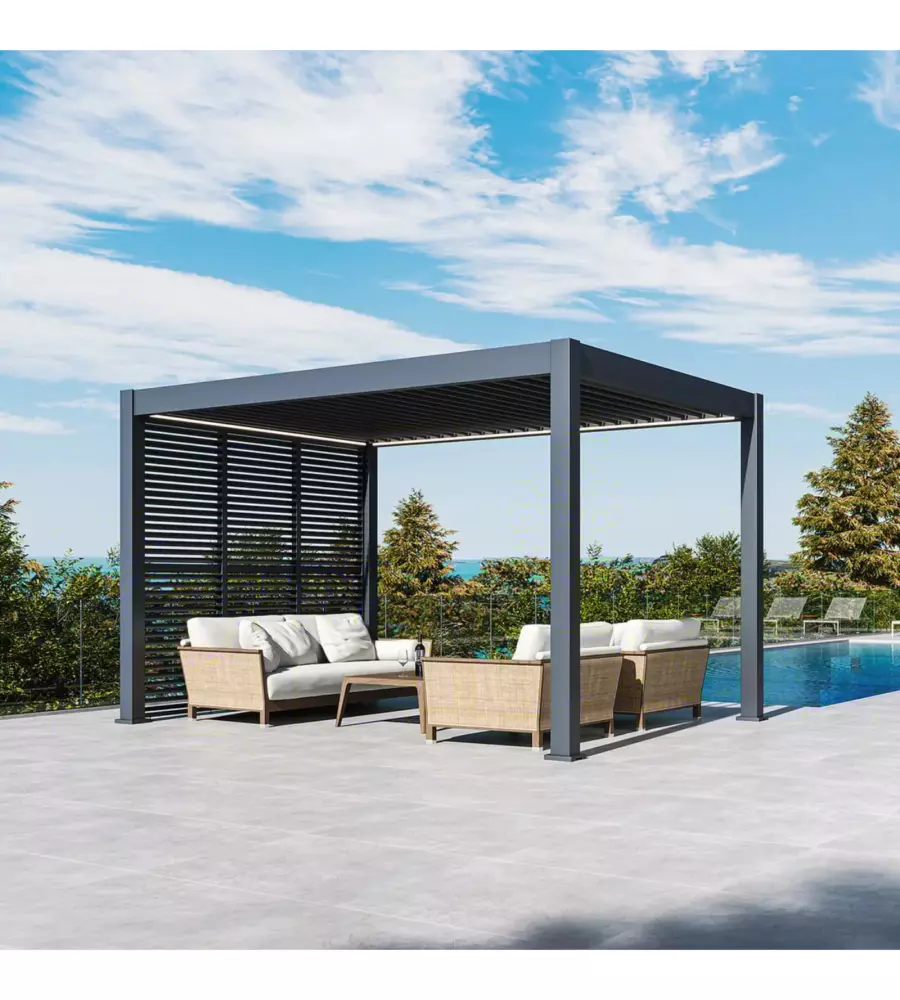 PANNELLO A LAMELLE ORIENTABILI PER PERGOLA OMBRÉA "VS"  IN ALLUMINIO ANTRACITE 1 MT