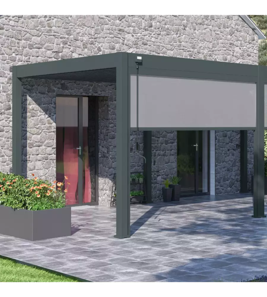 TENDA LATERALE PER PERGOLA OMBRÉA "VS" IN TEXTILENE ANTRACITE LATO 3 MT