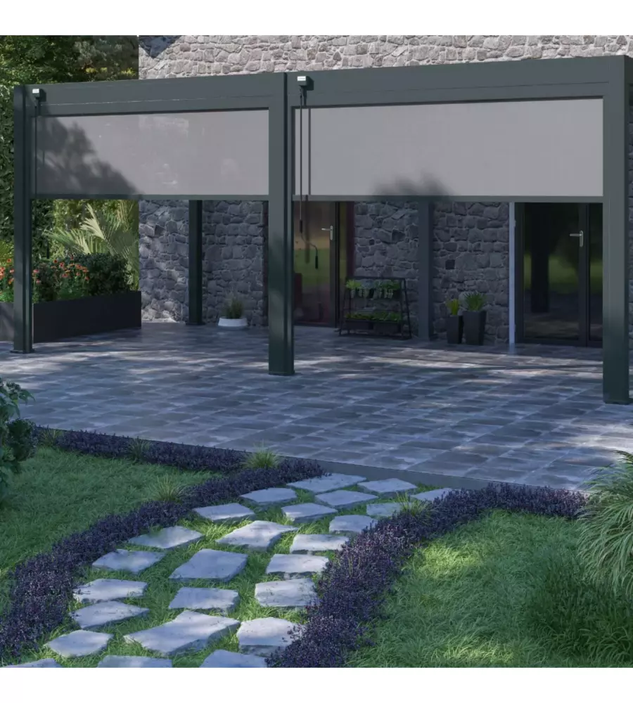 TENDA LATERALE PER PERGOLA OMBRÉA "VS" IN TEXTILENE ANTRACITE LATO 3 MT