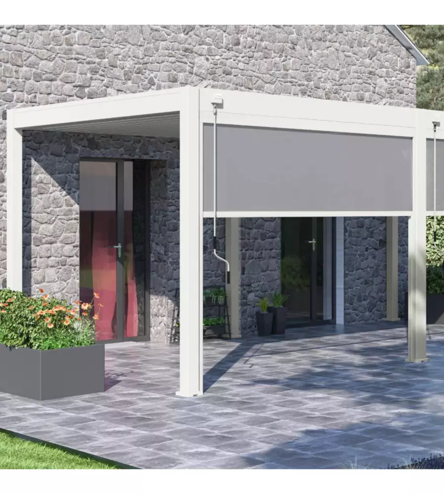 TENDA LATERALE PER PERGOLA OMBRÉA "VS" IN TEXTILENE BIANCO LATO 3 MT