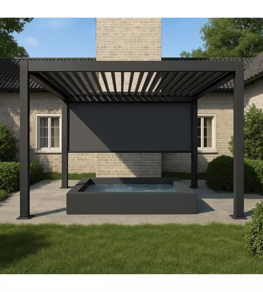 TENDA LATERALE PER PERGOLA OMBRÉA "VS" IN TEXTILENE ANTRACITE LATO 4 MT