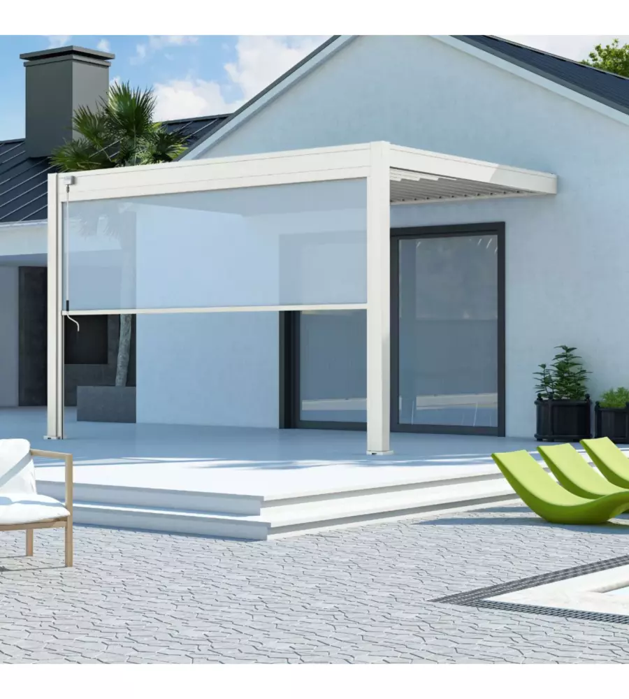 TENDA LATERALE PER PERGOLA OMBRÉA "VS" IN TEXTILENE BIANCO LATO 4 MT