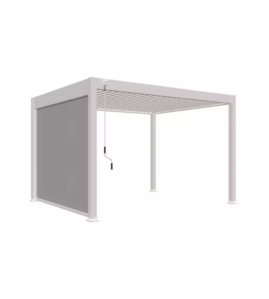 TENDA LATERALE MOTORIZZATA PER PERGOLA OMBRÉA "VS" IN TEXTILENE BIANCO LATO 3 MT