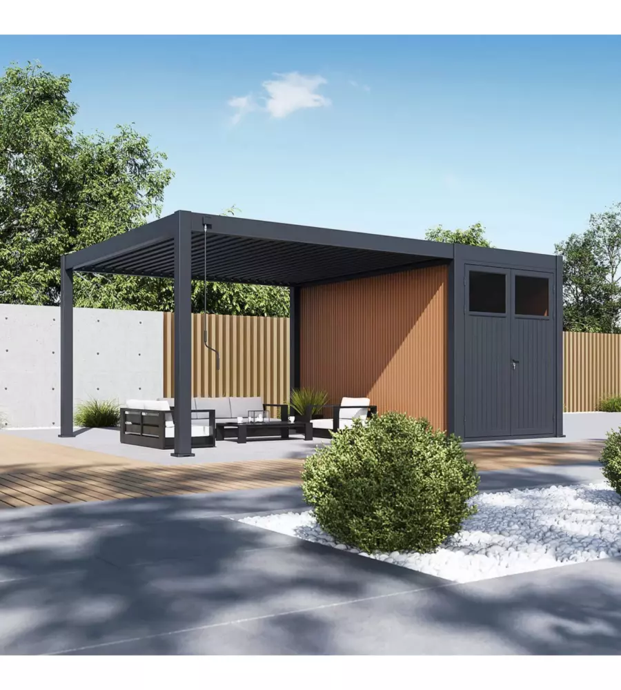 CASETTA DA GIARDINO OMBRÉA IN ALLUMINIO ANTRACITE 204,2X393,8X255,8 CM