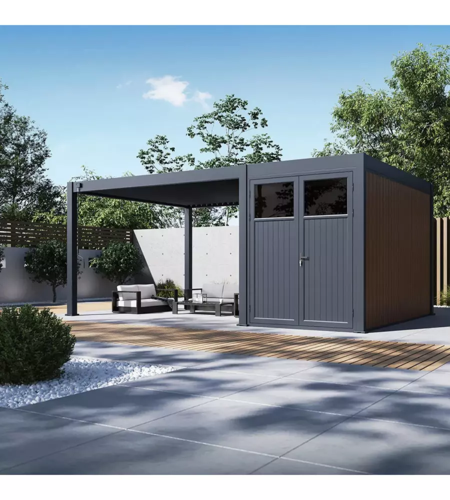 CASETTA DA GIARDINO OMBRÉA IN ALLUMINIO ANTRACITE 204,2X393,8X255,8 CM