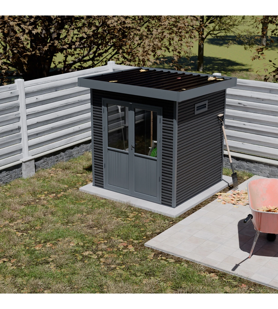CASETTA IN LEGNO DA GIARDINO BARAC "ONYX" ANTRACITE 225X223X237 cm