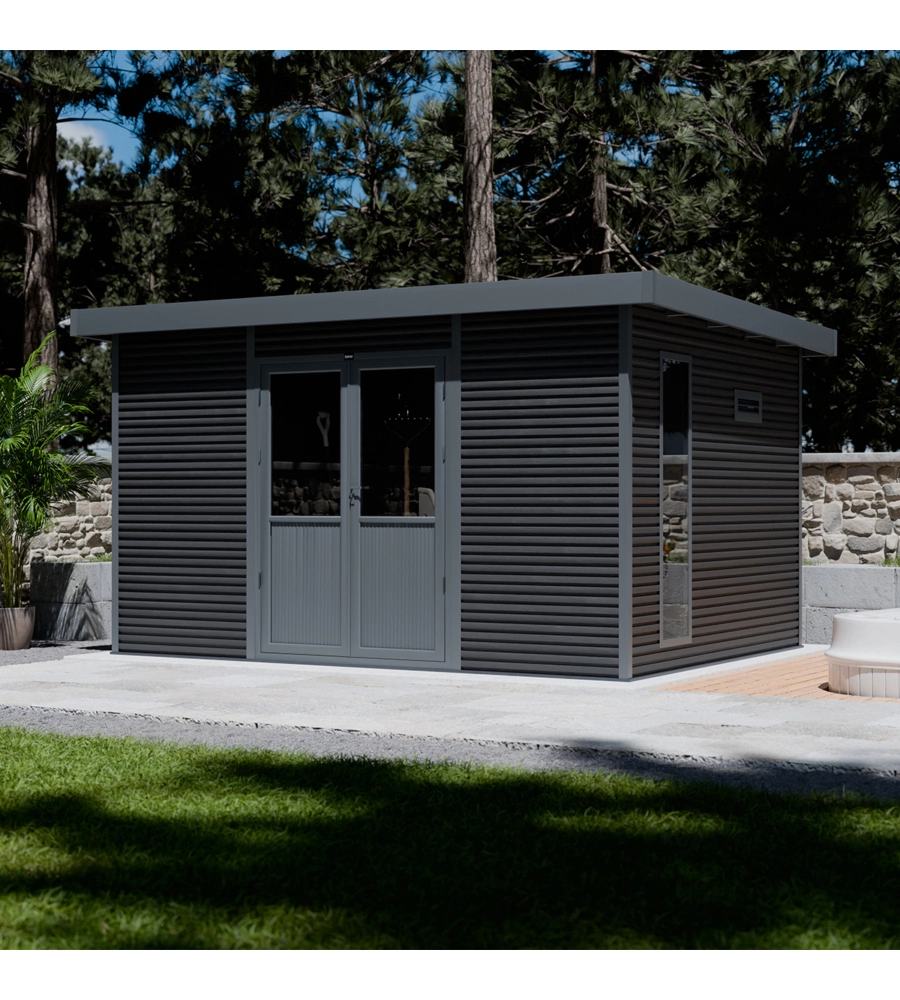 CASETTA IN LEGNO DA GIARDINO BARAC "ONYX" ANTRACITE 447X326X237 CM