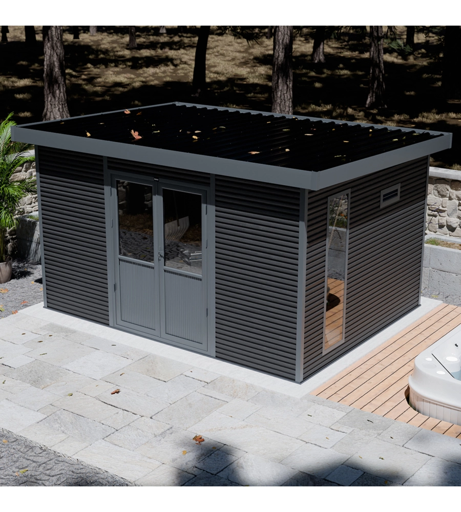 CASETTA IN LEGNO DA GIARDINO BARAC "ONYX" ANTRACITE 447X326X237 CM