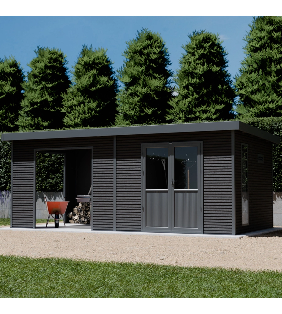 CASETTA IN LEGNO DA GIARDINO BARAC "ONYX" ANTRACITE 629X326X237 CM