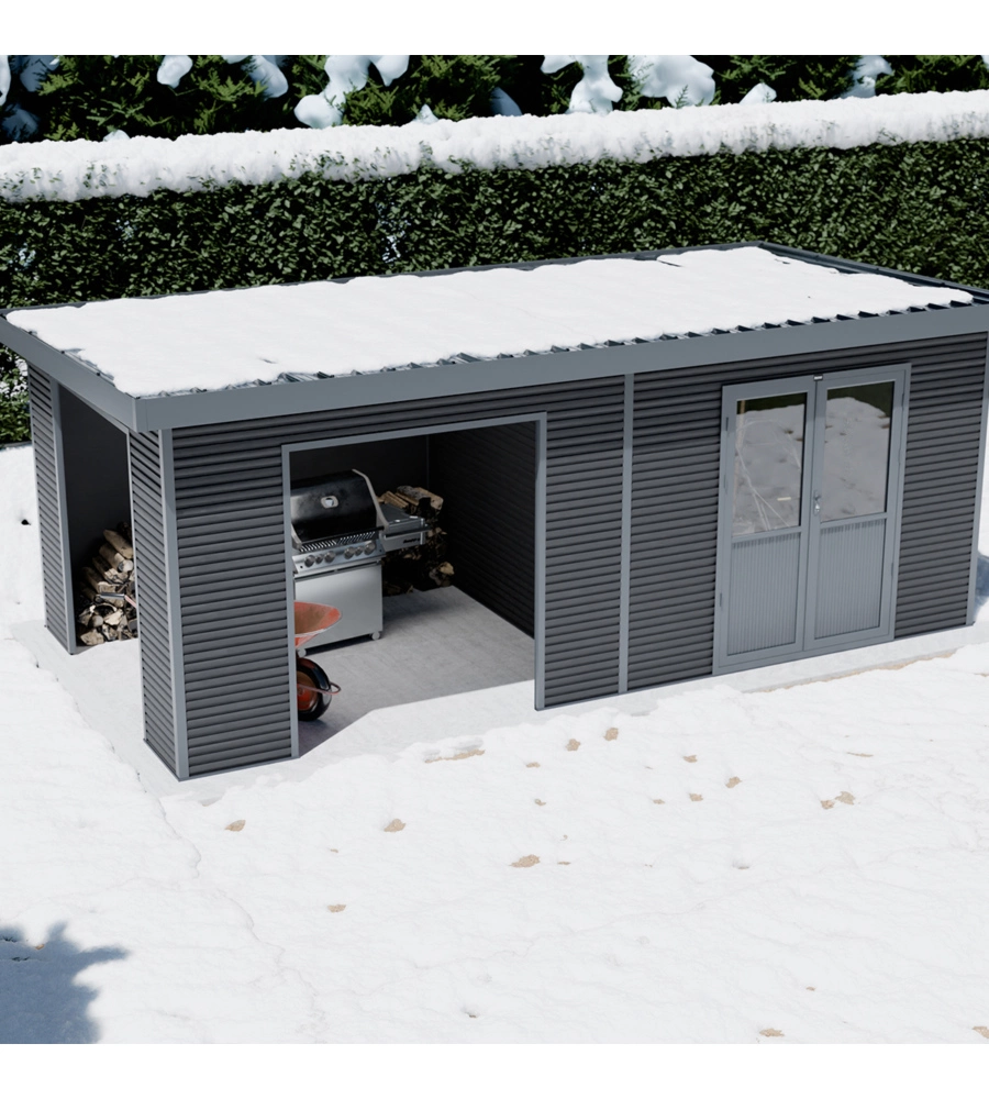 CASETTA IN LEGNO DA GIARDINO BARAC "ONYX" ANTRACITE 629X326X237 CM