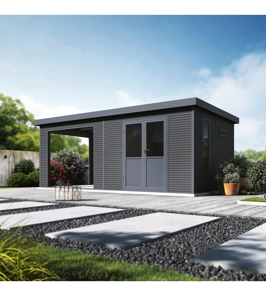 CASETTA IN LEGNO DA GIARDINO BARAC "ONYX" ANTRACITE 629X326X237 CM