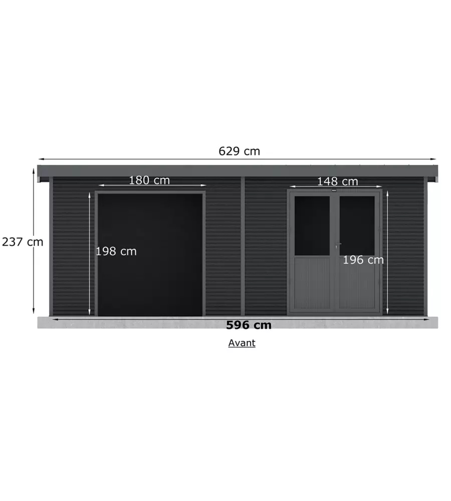 CASETTA IN LEGNO DA GIARDINO BARAC "ONYX" ANTRACITE 629X326X237 CM