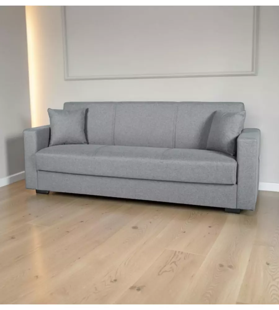 DIVANO LETTO "AFRODITE" 3 POSTI IN TESSUTO GRIGIO 212X80X87 CM