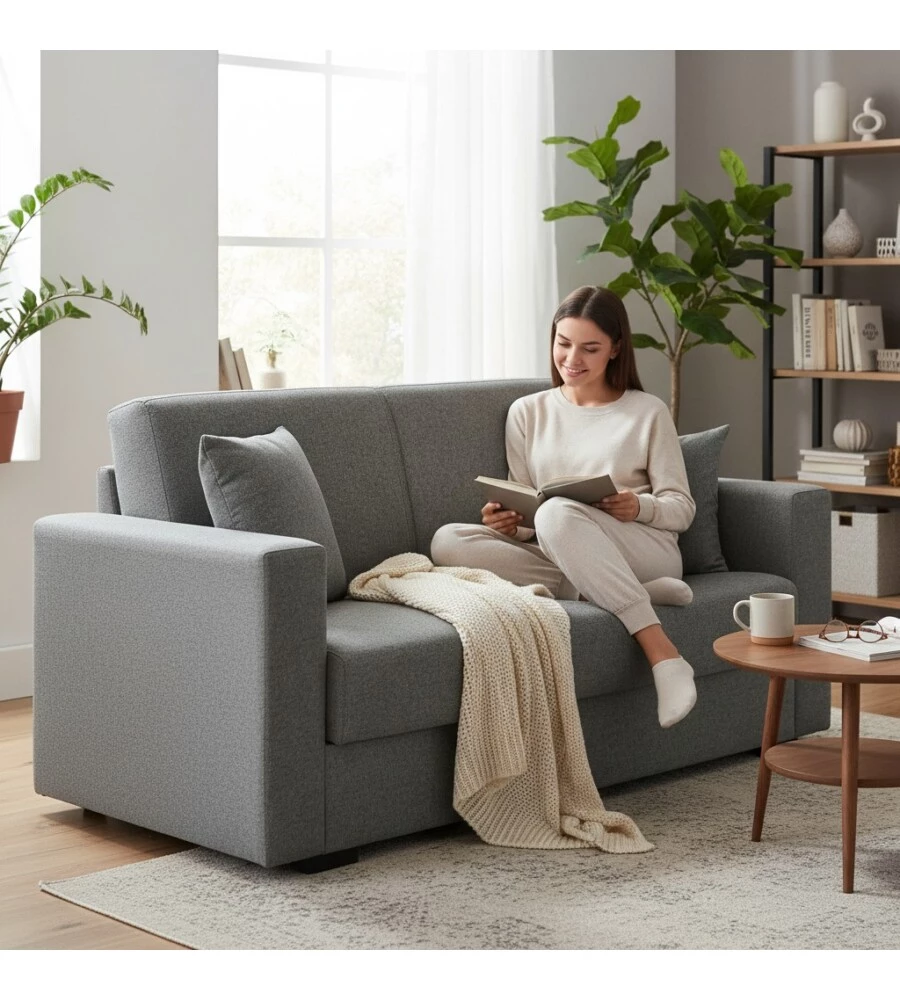 DIVANO LETTO "AFRODITE" 2 POSTI GRIGIO 155X80X87 CM