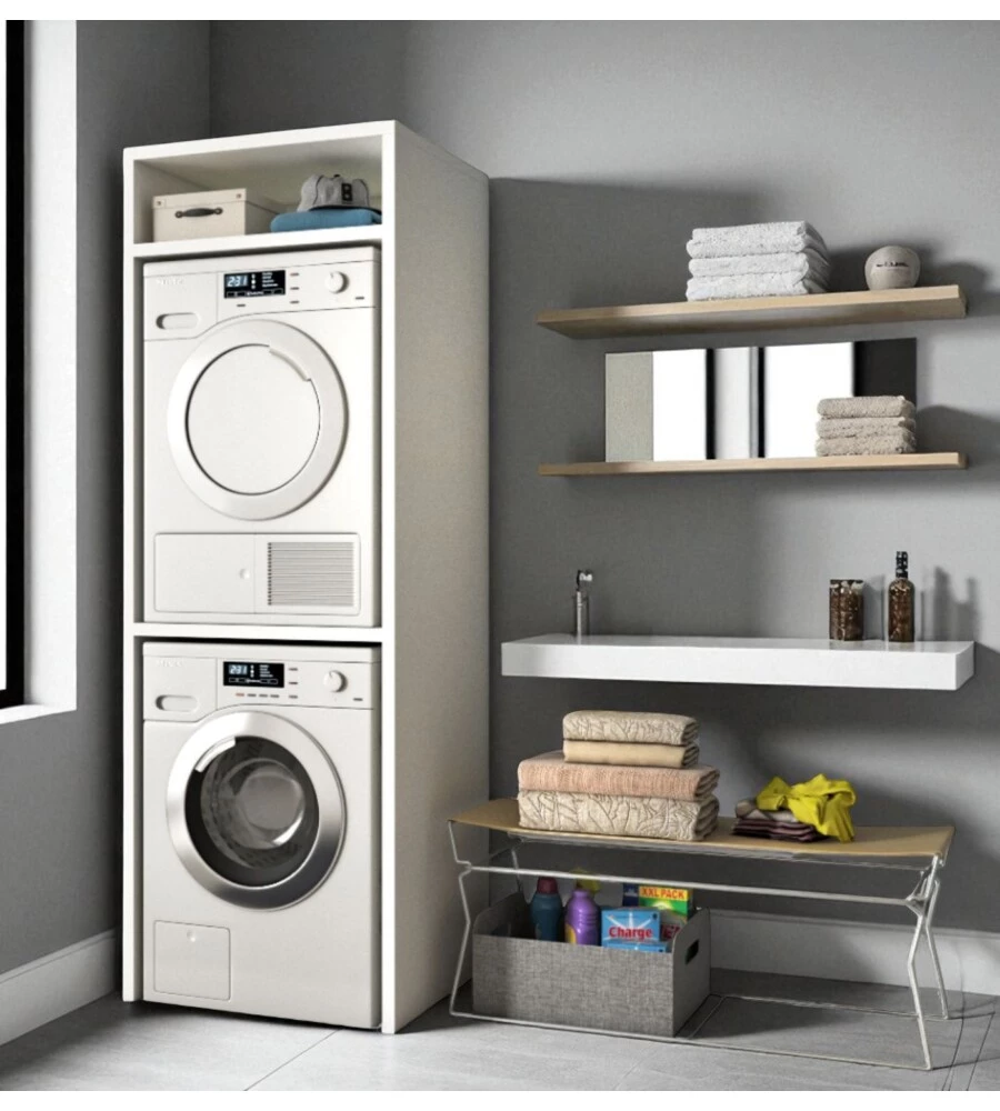 MOBILE PER LAVATRICE E ASCIUGATRICE BIANCO 70X64X203 CM