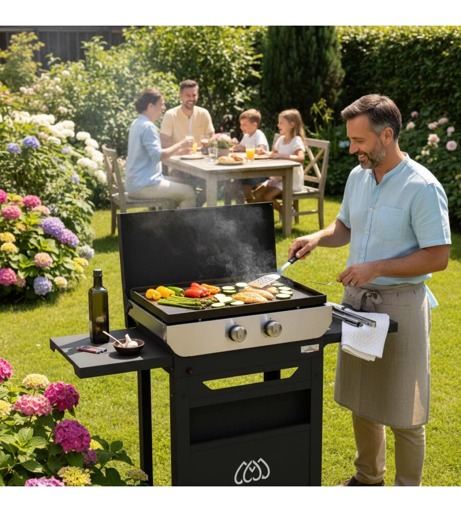 PIASTRA A GAS LE MARQUIER CON CARRELLO 2 BRUCIATORI