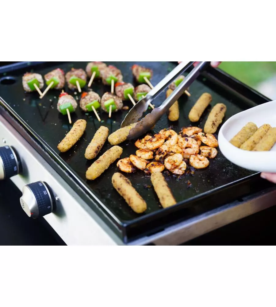 PIASTRA PER BARBECUE IN ACCIAIO NERA 2 BRUCIATORI