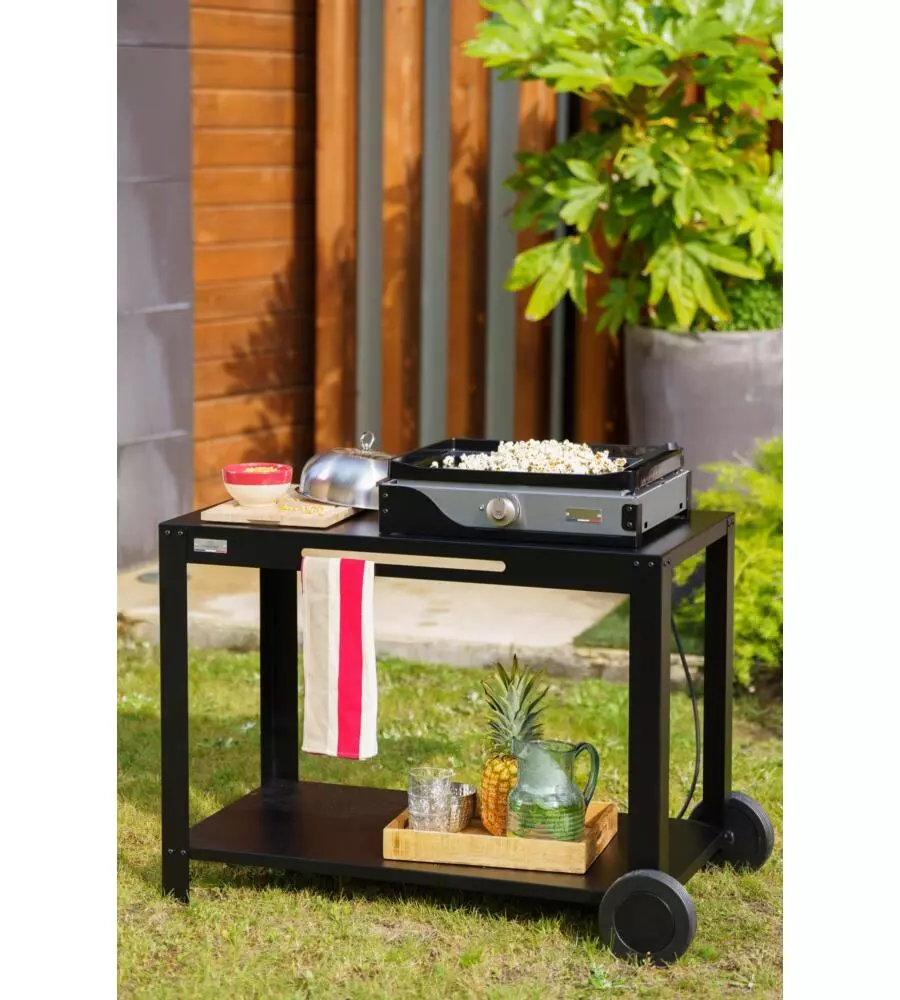 CARRELLO PER BARBECUE LE MARQUIER "110 XL" IN ACCIAIO NERO  110X64X77 CM