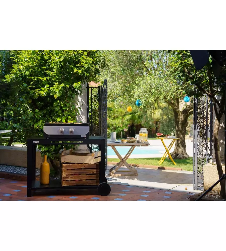 CARRELLO PER BARBECUE LE MARQUIER "110 XL" IN ACCIAIO NERO  110X64X77 CM