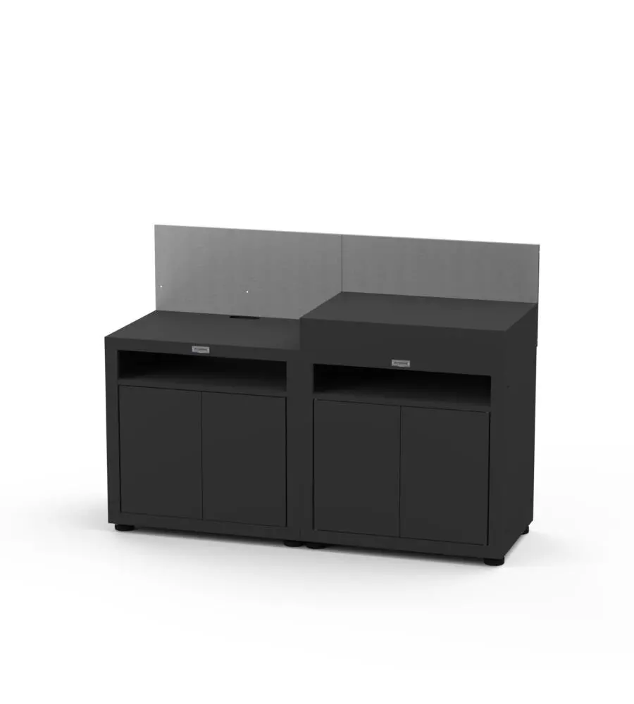 CUCINA DA ESTERNO MODULARE LE MARQUIER IN ACCIAIO NERO 160X55X115 CM