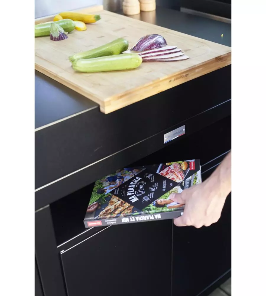 CUCINA DA ESTERNO MODULARE LE MARQUIER "LINEA 3" IN ACCIAIO INOX NERO 240X55X115 CM