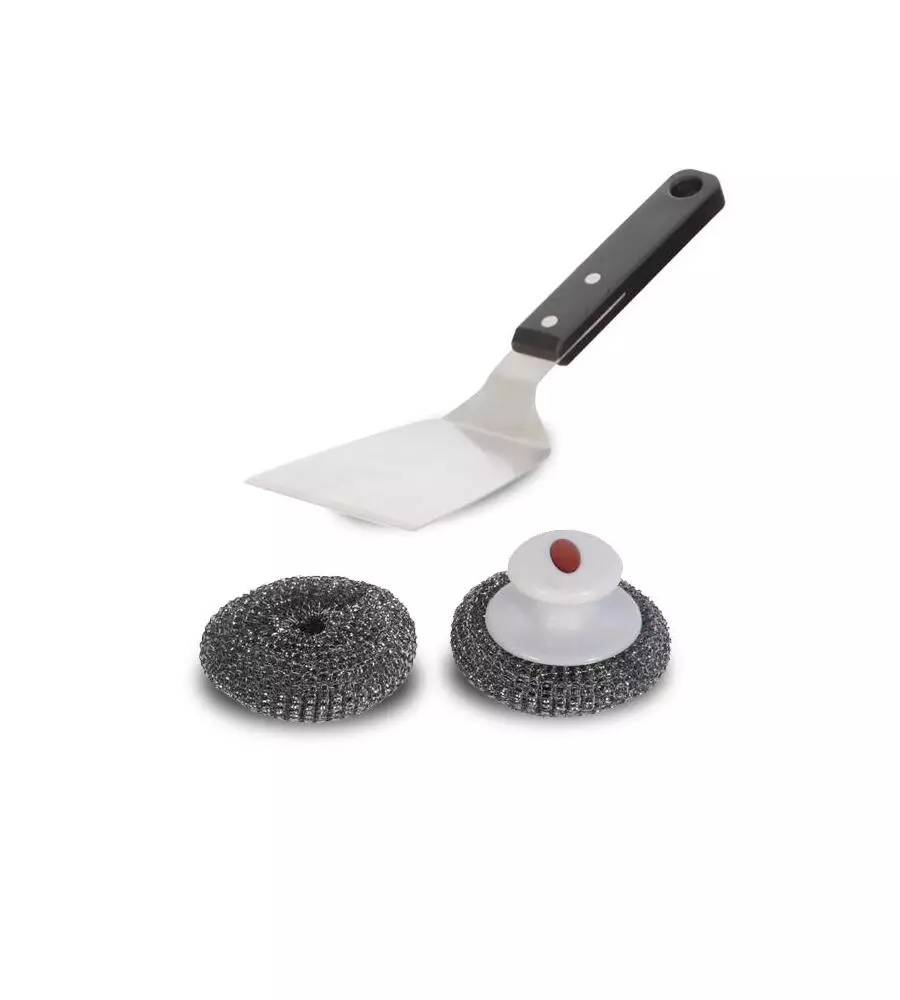 KIT PULIZIA PER BARBECUE LE MARQUIER 2 SPUGNETTE E RASCHIA