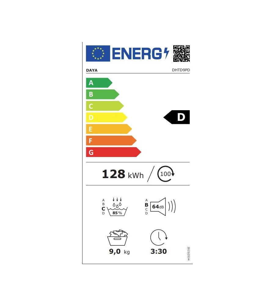 Asciugatrice a pompa di calore Daya"DHTD9PD" 8 kg, Classe D