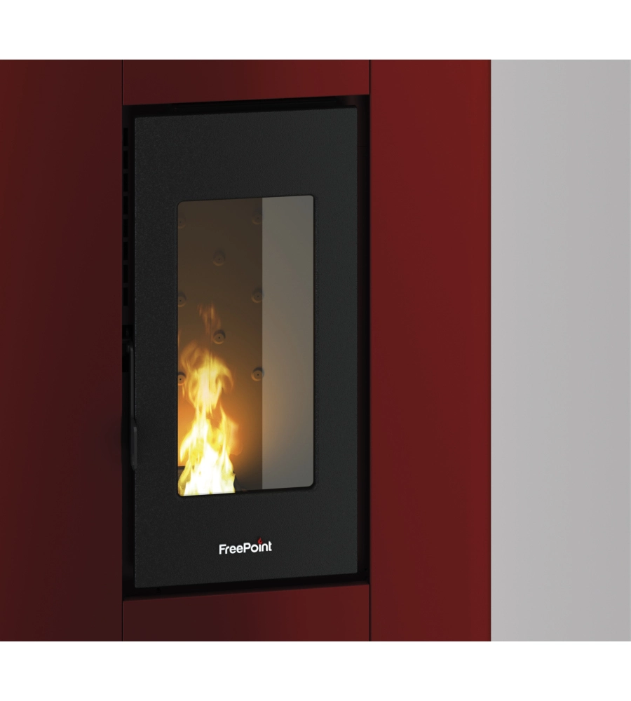 Stufa a pellet slim ermetica FreePoint "Atrium" bordeaux 5,1 kW