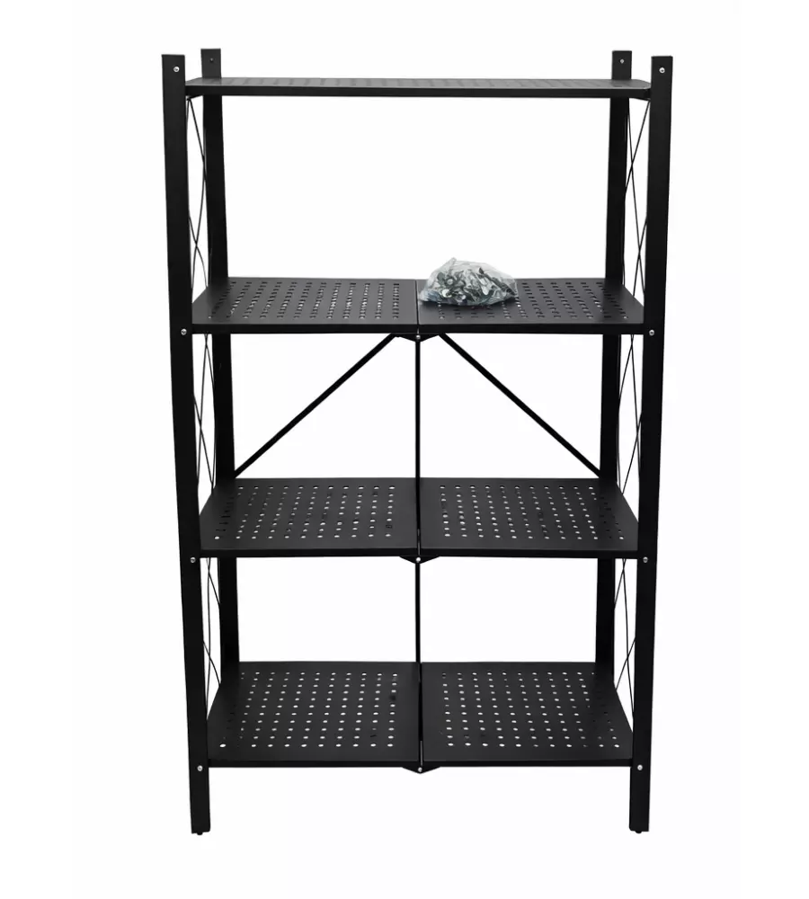 Scaffale pieghevole in metallo 4 ripiani Easy System portata 120 kg 71x34x126 cm