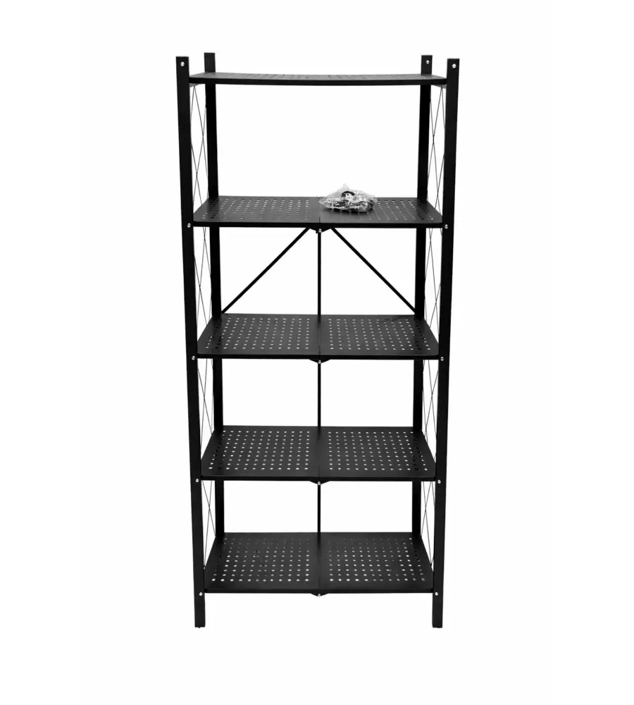 Scaffale pieghevole in metallo 5 ripiani Easy System portata 150 kg 71x34x155 cm