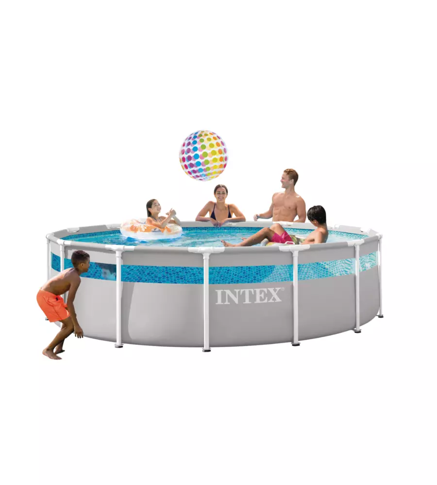 PISCINA FUORI TERRA CON STRUTTURA ROTONDA INTEX "CLEARVIEW PREMIUM" GRIGIO CHIARO 427X427X107 CM - COD. 26722ND