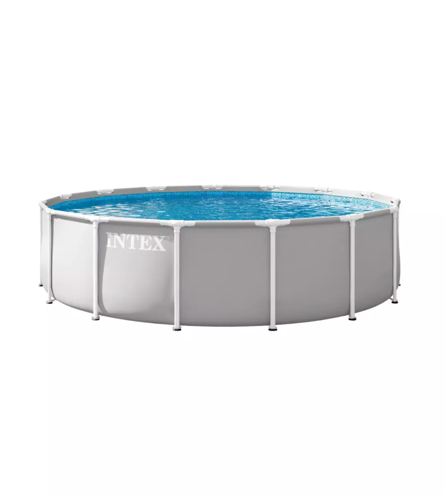 PISCINA FUORI TERRA CON STRUTTURA ROTONDA INTEX "PRISMA FRAME" CON POMPA FILTRO GRIGIO CHIARO 457X457X107 CM - COD. 26724ND