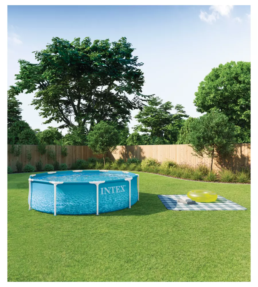 PISCINA FUORI TERRA CON STRUTTURA ROTONDA INTEX "FRAME BEACHSIDE" AZZURRO 305X305X76 CM - COD. 28206ND