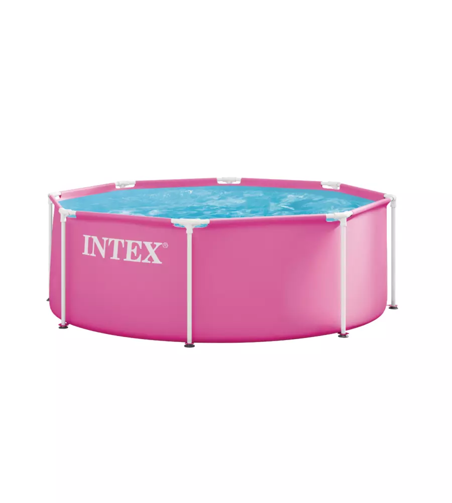 PISCINA FUORI TERRA CON STRUTTURA ROTONDA INTEX "METAL FRAME" ROSA 244X244X76 CM - COD. 28290ND