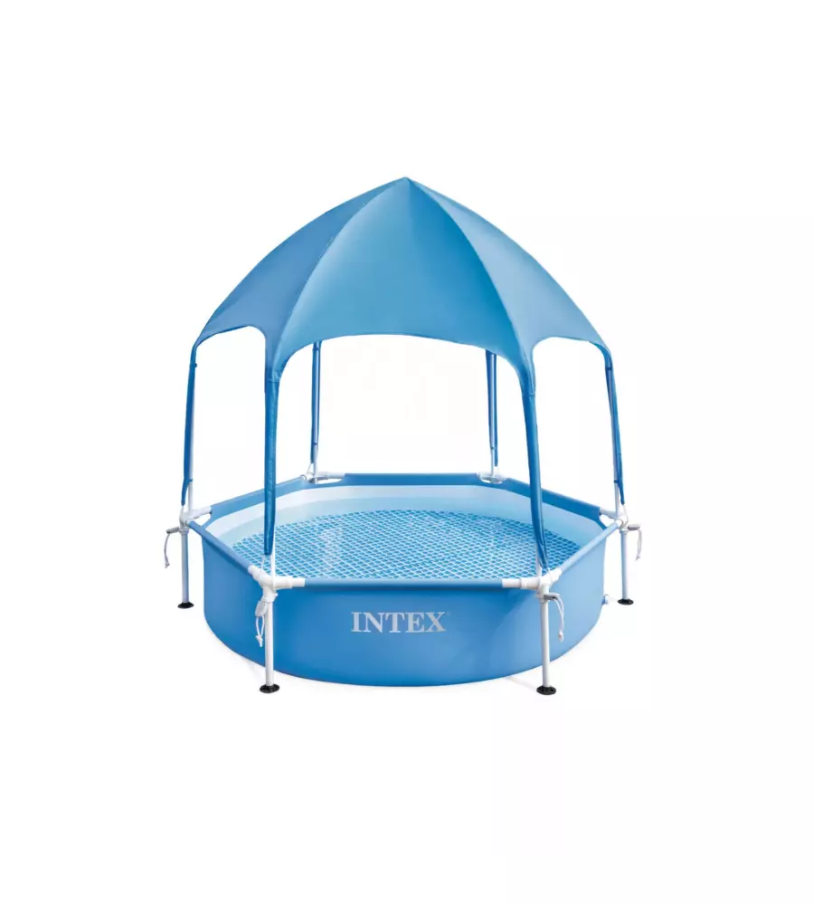 PISCINA FUORI TERRA CON STRUTTTURA ROTONDA INTEX "METAL FRAME" CON TETTOIA PARASOLE REMOVIBILE 183X183X38 CM - COD. 28209NP