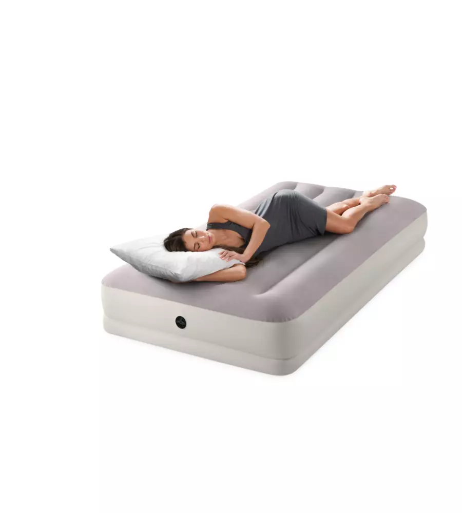 MATERASSO MATRIMONIALE GONFIABILE INTEX "PRESTIGE MID-RISE" CON POMPA USB IN PVC GRIGIO 152X230X30 CM - COD. 64179