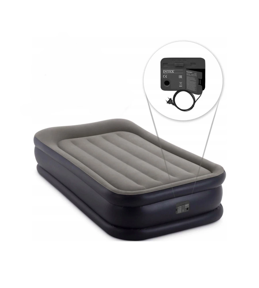 MATERASSO SINGOLO GONFIABILE INTEX "DURA BEAM PILLOW REST DELUXE" CON POMPA INCORPORATA 99X191X42 CM - COD. 64132NP