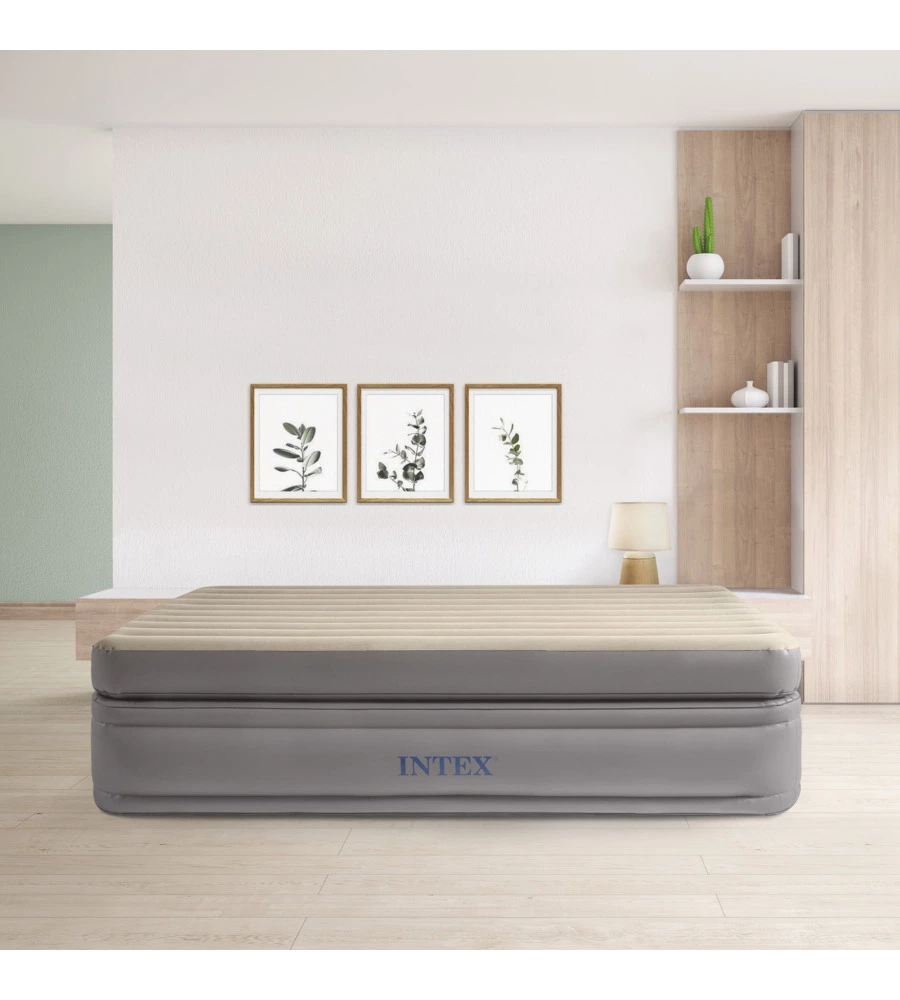 MATERASSO MATRIMONIALE GONFIABILE INTEX "DURA BEAM PRIME COMFORT" CON POMPA INTEGRATA 152X203X51 CM - COD. 000446147
