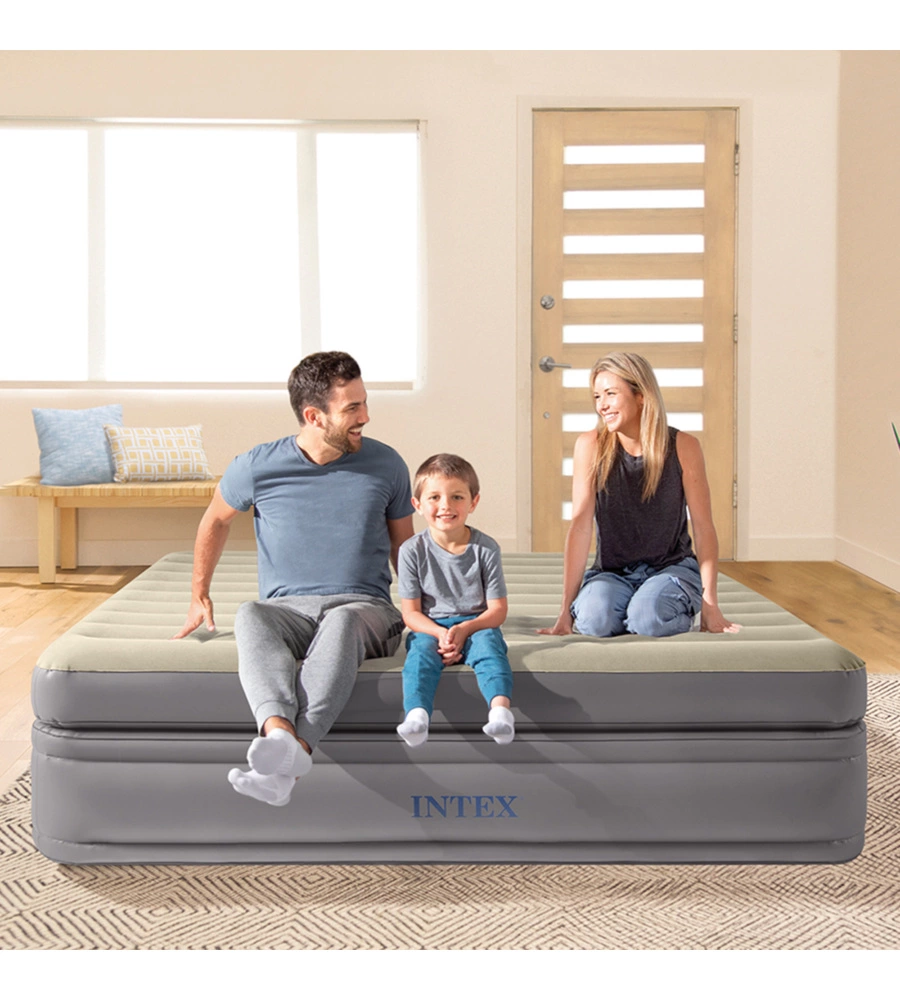 MATERASSO MATRIMONIALE GONFIABILE INTEX "DURA BEAM PRIME COMFORT" CON POMPA INTEGRATA 152X203X51 CM - COD. 000446147
