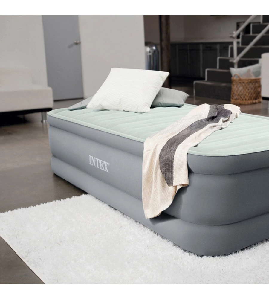 MATERASSO SINGOLO GONFIABILE INTEX "PREMAIRE" CON POMPA INCORPORATA 99X191X46 CM - COD. 64902NP