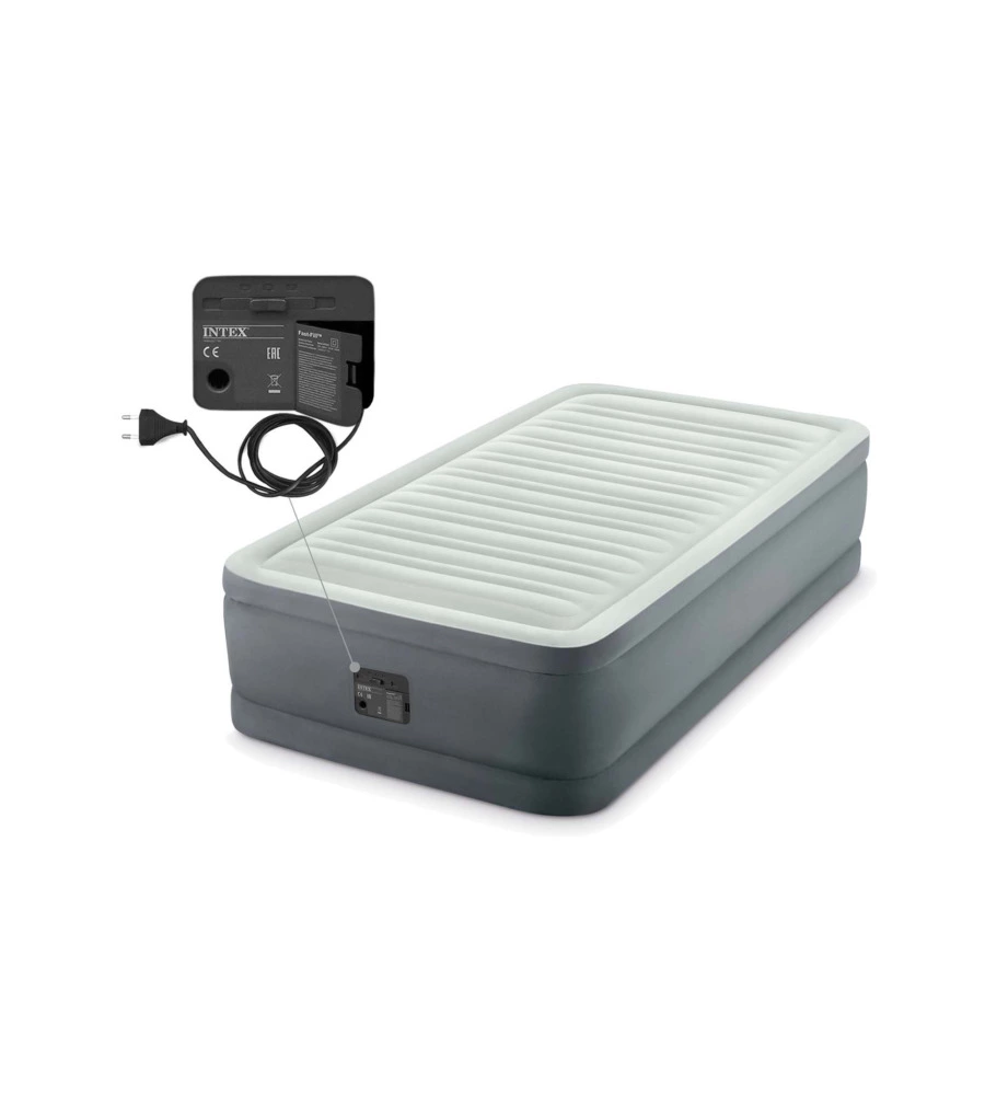 MATERASSO SINGOLO GONFIABILE INTEX "PREMAIRE" CON POMPA INCORPORATA 99X191X46 CM - COD. 64902NP