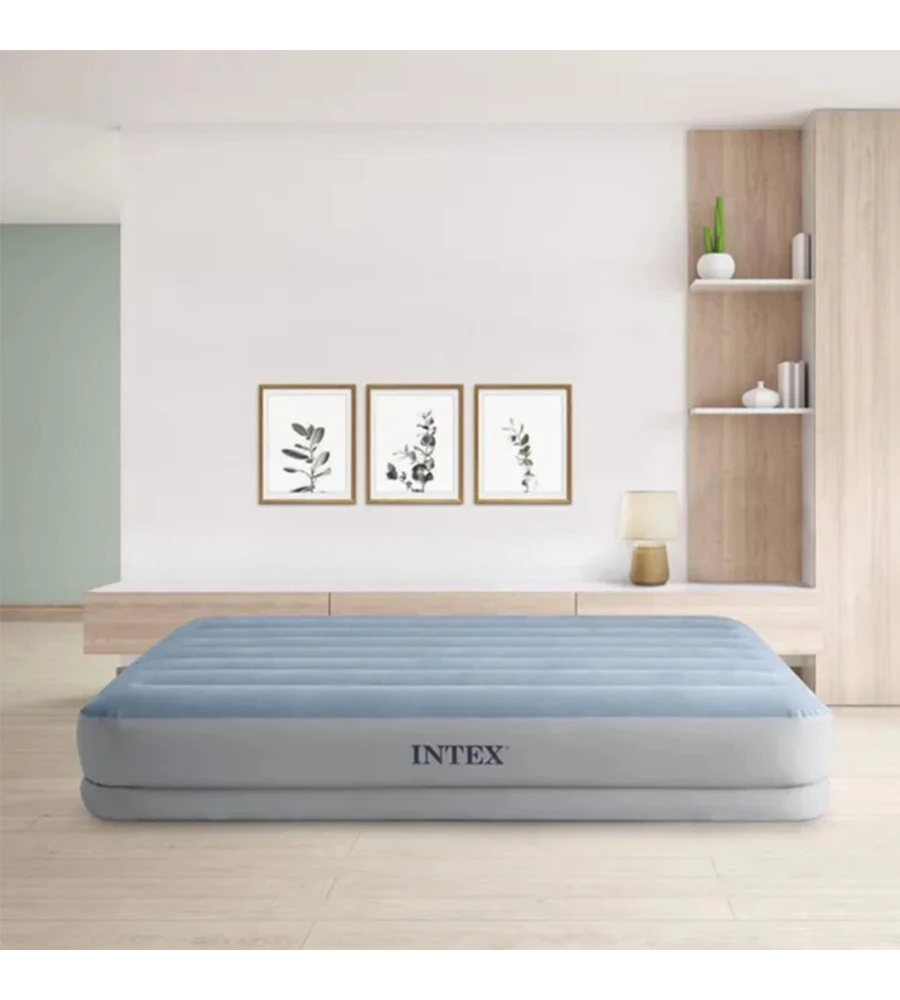 MATERASSO MATRIMONIALE GONFIABILE INTEX "DURA BEAM RAISED COMFORT" CON POMPA INCORPORATA 152X203X36 CM - COD. 64168NP