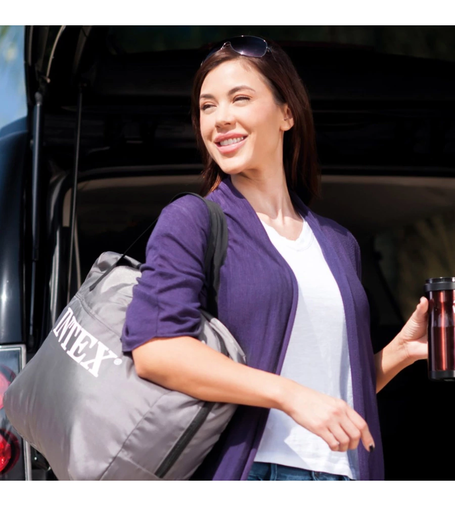 MATERASSO MATRIMONIALE GONFIABILE INTEX "DURA-BEAM PREMAIR" CON POMPA ELETTRICA INCORPORATA IN PVC 152X203X46 CM - COD. 64906

