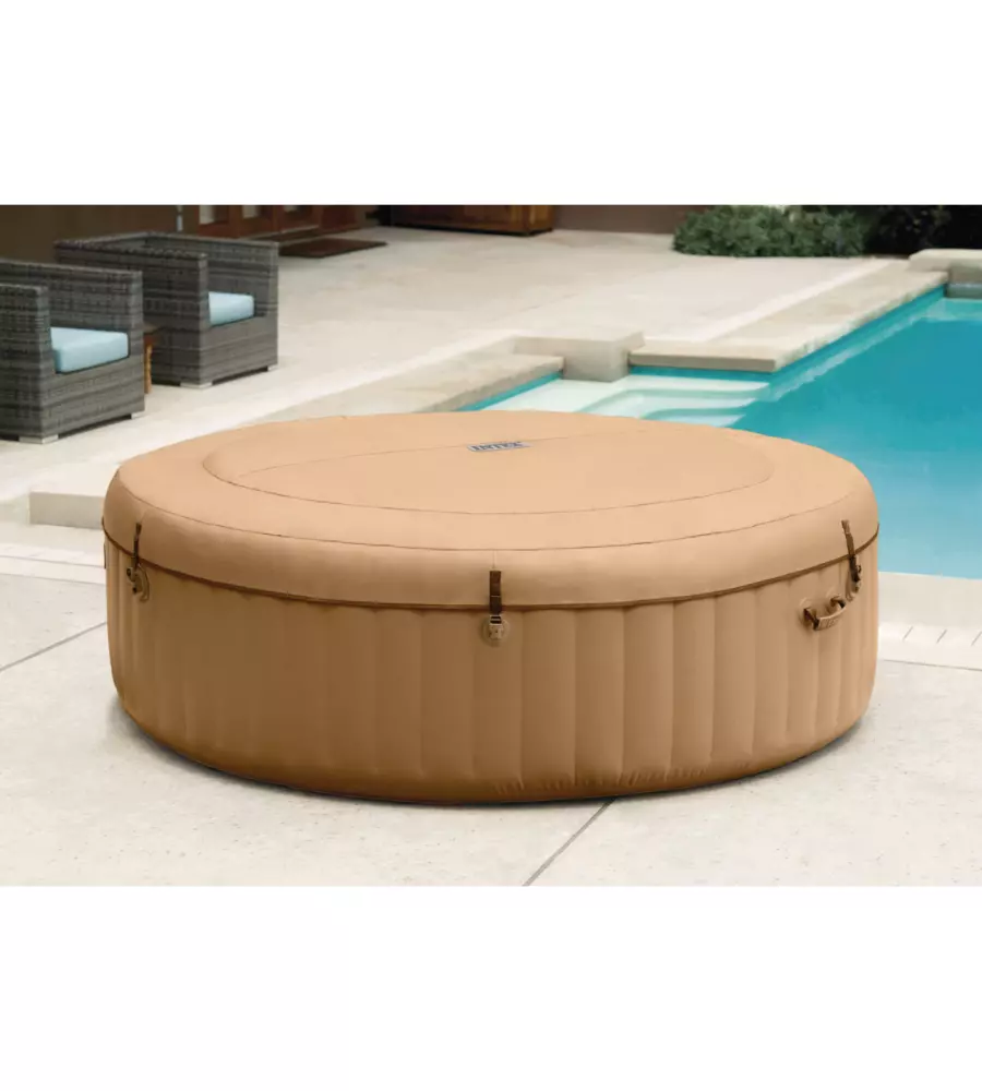 PISCINA IDROMASSAGGIO GONFIABILE INTEX "BUBBLE MASSAGE" 6 PERSONE BEIGE 216x216X71 CM - COD. 28428ND