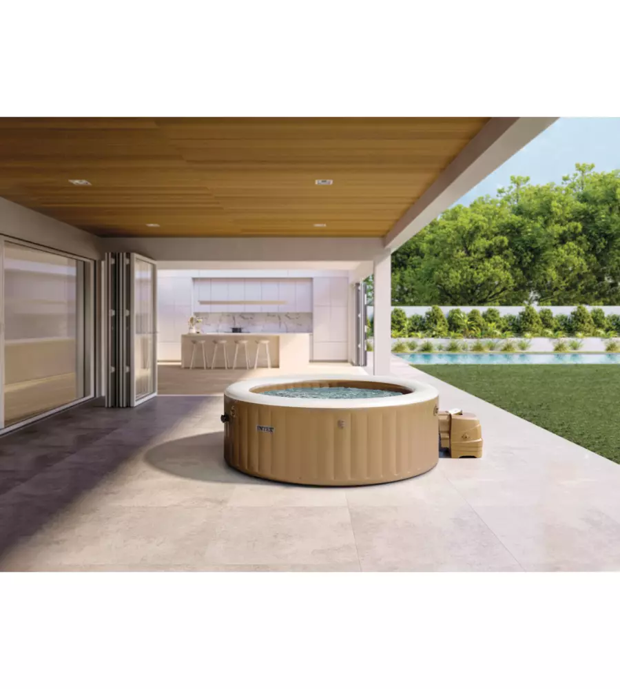 PISCINA IDROMASSAGGIO GONFIABILE INTEX "BUBBLE MASSAGE" 6 PERSONE BEIGE 216x216X71 CM - COD. 28428ND