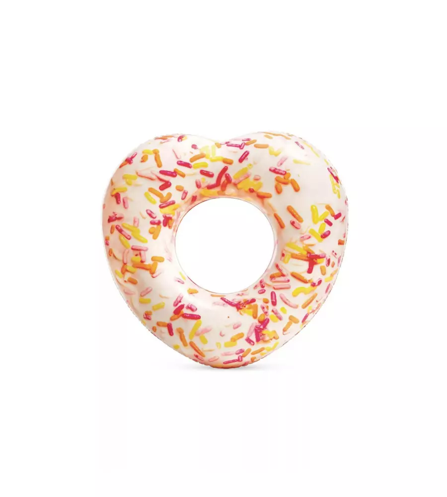 CIAMBELLA GONFIABILE INTEX "DONUT CUORE CON ZUCCHERINI" IN VINILE 104X99X25 CM - COD. 56253NP