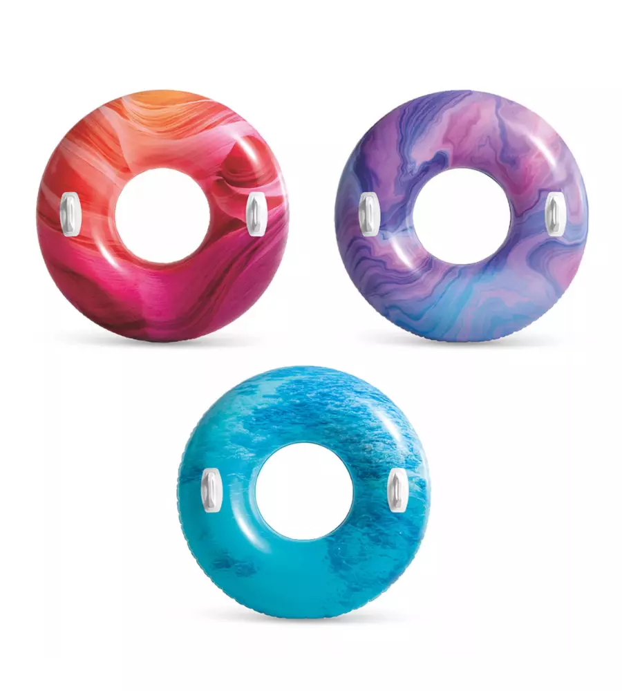 CIAMBELLA GONFIABILE CON MANIGLIE INTEX "NATURE" IN VINILE COLORI ASSORTITI Ø 114 CM - COD. 56267NP