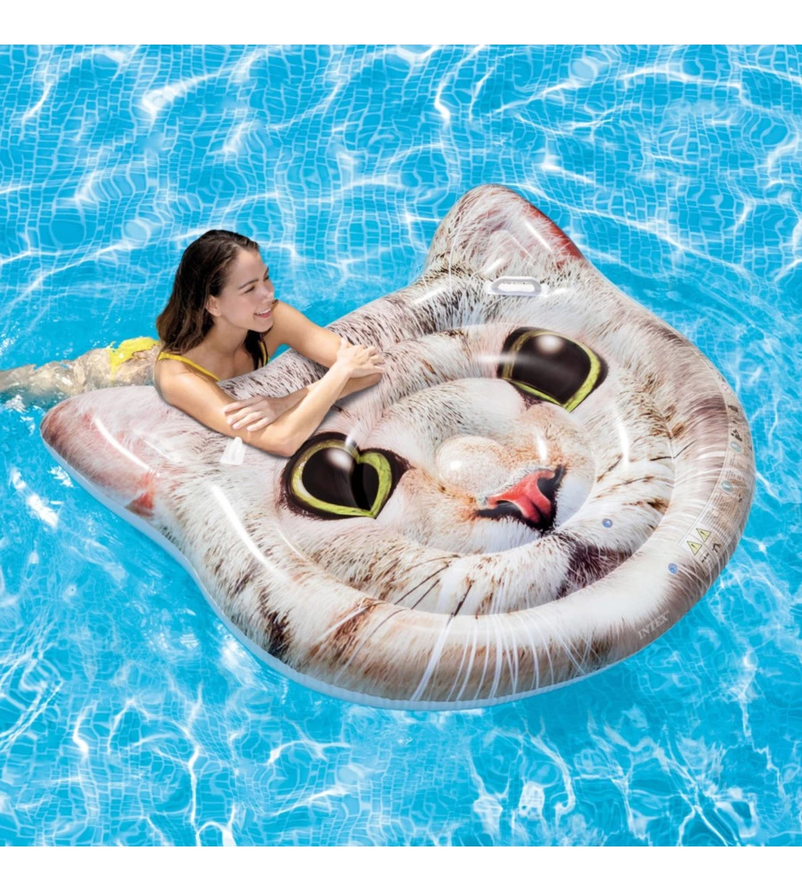 MATERASSINO GONFIABILE INTEX "GATTO" IN VINILE GRIGIO 137X130X23 CM - COD. 58784EU