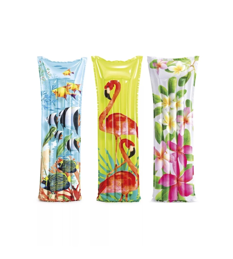 MATERASSINO GONFIABILE INTEX "FLOREALE" IN VINILE COLORI ASSORTITI 183X69 CM - COD. 59720EU