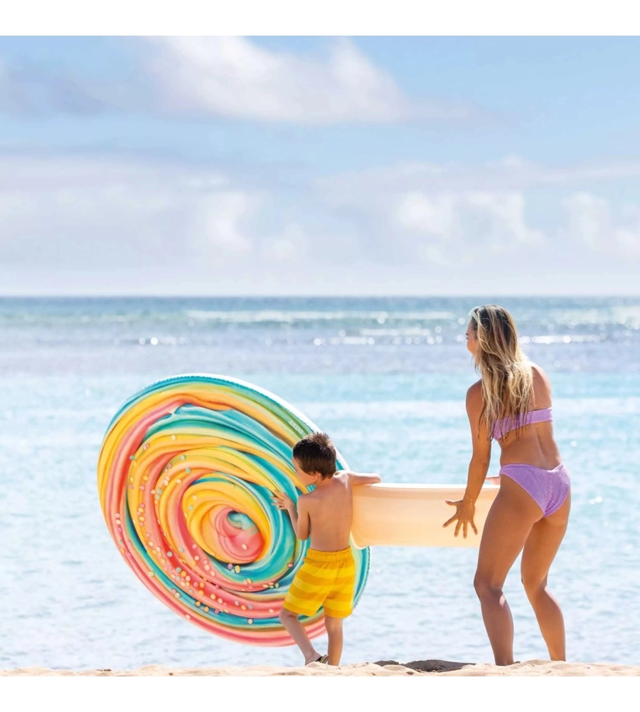 MATERASSINO GONFIABILE INTEX "LOLLIPOP RAINBOW" IN VINILE 198X127X25 CM - COD. 58754EU